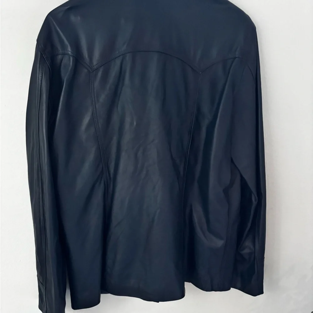 REVOLVE Dark Blue Leather Field Jacket - Picture 12 of 12